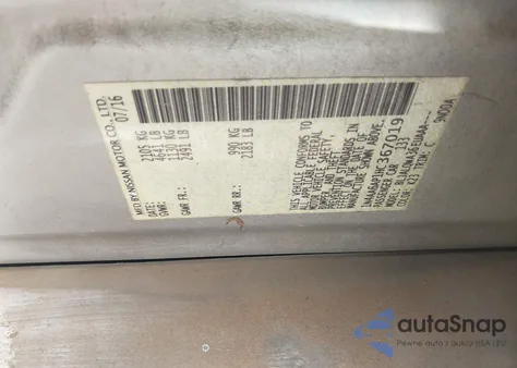 2017 Nissan Maxima 3.5 Platinum/3.5 S/3.5 Sl/3.5 Sr/3.5 Sv z USA, uszkodzony, nr VIN 1N4AA6AP1HC367019